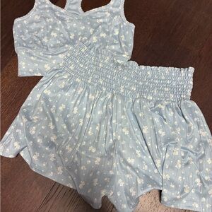 Altar'd State Light Blue Floral Soft Pajama Set